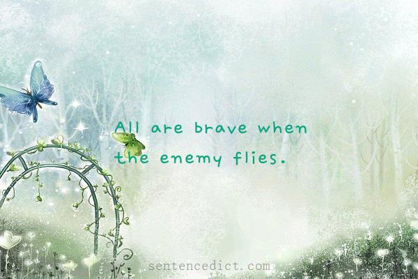 Good sentence's beautiful picture_All are brave when the enemy flies.