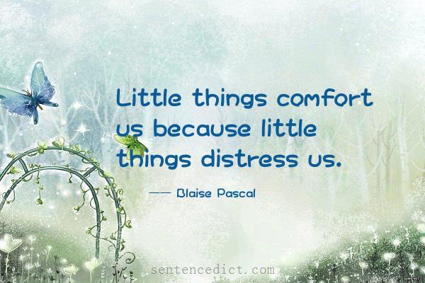 Good sentence's beautiful picture_Little things comfort us because little things distress us.