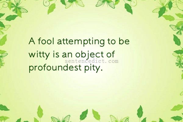 Good sentence's beautiful picture_A fool attempting to be witty is an object of profoundest pity.