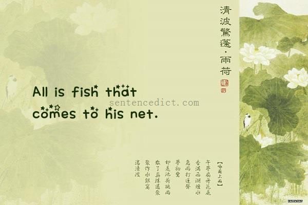 Good sentence's beautiful picture_All is fish that comes to his net.