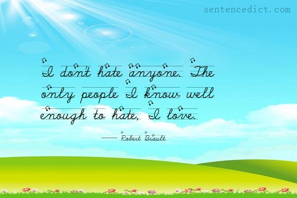 Good sentence's beautiful picture_I don't hate anyone. The only people I know well enough to hate, I love.