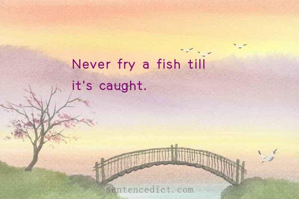 Good sentence's beautiful picture_Never fry a fish till it's caught.
