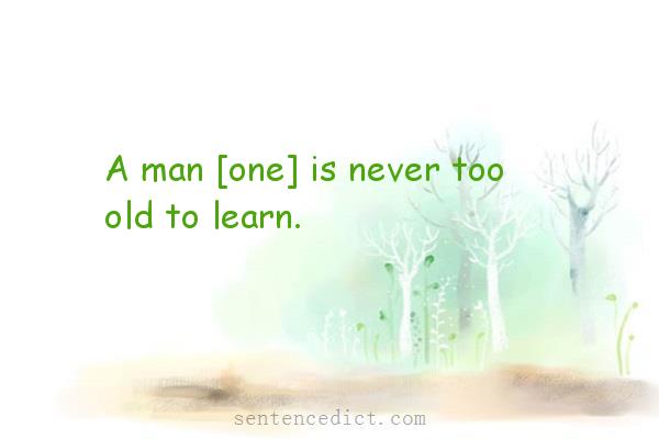 Good sentence's beautiful picture_A man [one] is never too old to learn.