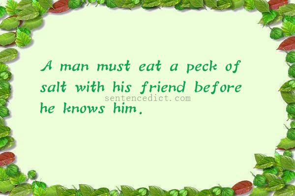 Good sentence's beautiful picture_A man must eat a peck of salt with his friend before he knows him.