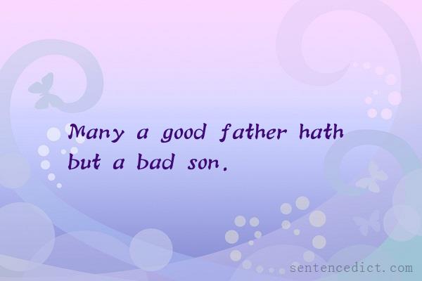 Good sentence's beautiful picture_Many a good father hath but a bad son.