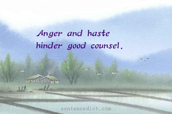 Good sentence's beautiful picture_Anger and haste hinder good counsel.