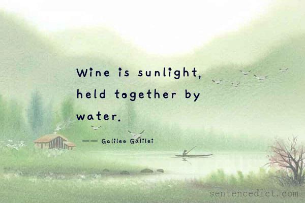 Good sentence's beautiful picture_Wine is sunlight, held together by water.