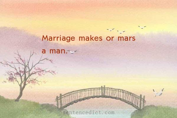 Good sentence's beautiful picture_Marriage makes or mars a man.