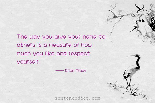 Good sentence's beautiful picture_The way you give your name to others is a measure of how much you like and respect yourself.