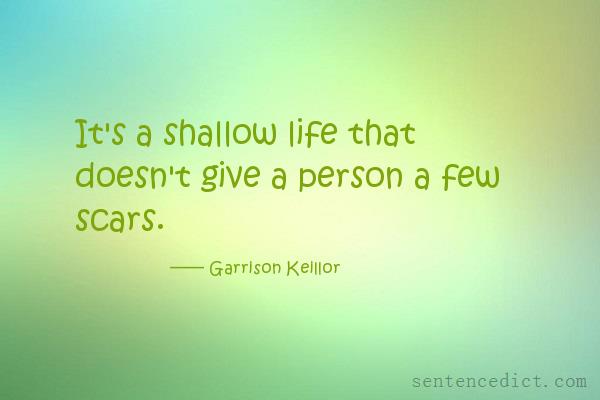 Good sentence's beautiful picture_It's a shallow life that doesn't give a person a few scars.