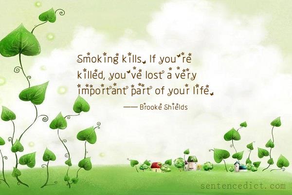 Good sentence's beautiful picture_Smoking kills. If you're killed, you've lost a very important part of your life.
