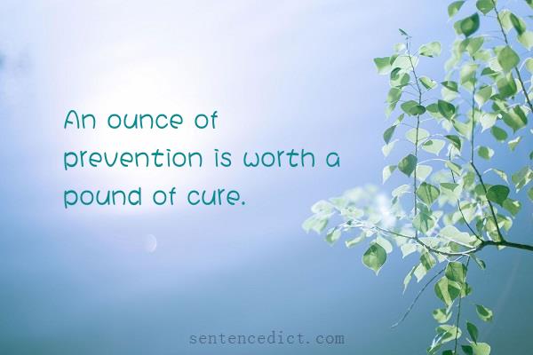 Good sentence's beautiful picture_An ounce of prevention is worth a pound of cure.