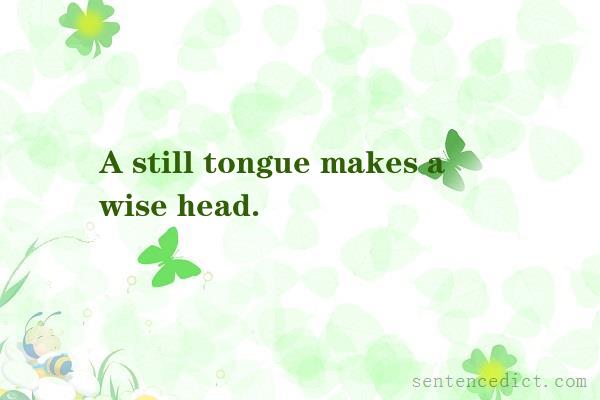 Good sentence's beautiful picture_A still tongue makes a wise head.