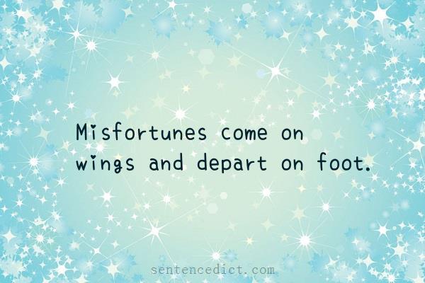 Good sentence's beautiful picture_Misfortunes come on wings and depart on foot.