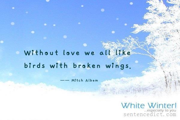 Good sentence's beautiful picture_Without love we all like birds with broken wings.