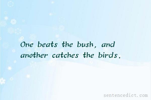 Good sentence's beautiful picture_One beats the bush, and another catches the birds.