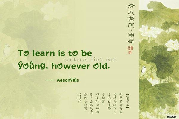 Good sentence's beautiful picture_To learn is to be young, however old.