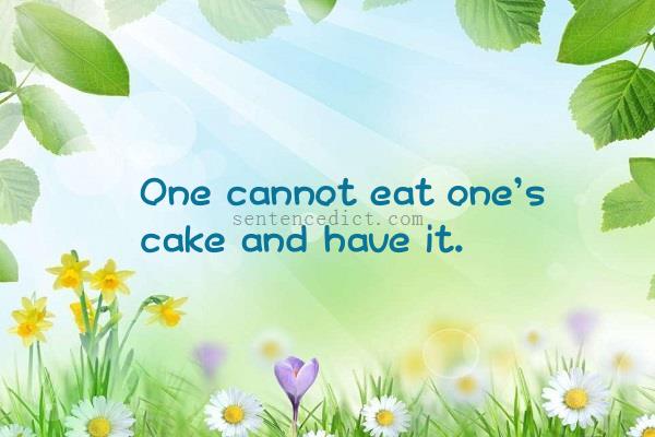 Good sentence's beautiful picture_One cannot eat one's cake and have it.