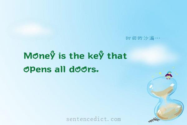 Good sentence's beautiful picture_Money is the key that opens all doors.