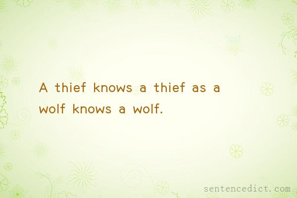 Good sentence's beautiful picture_A thief knows a thief as a wolf knows a wolf.