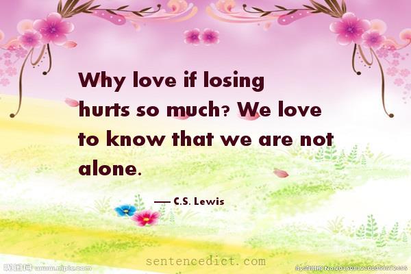 Good sentence's beautiful picture_Why love if losing hurts so much? We love to know that we are not alone.