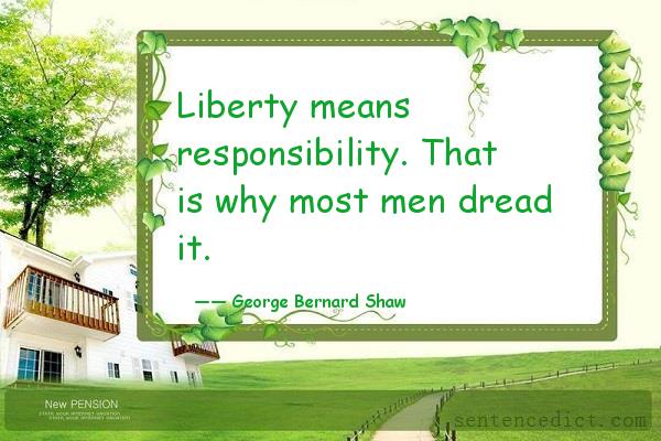 Good sentence's beautiful picture_Liberty means responsibility. That is why most men dread it.