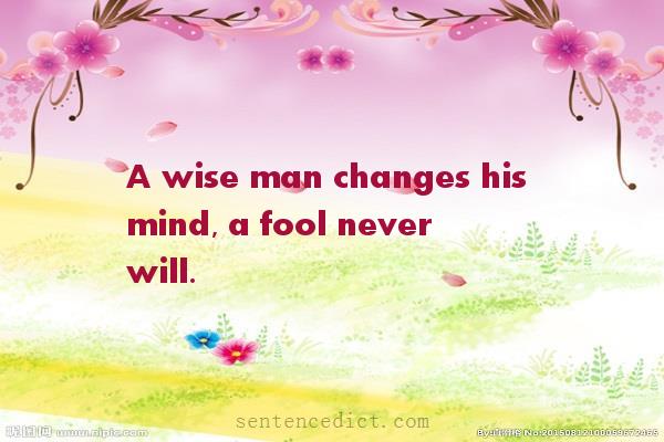 Good sentence's beautiful picture_A wise man changes his mind, a fool never will.