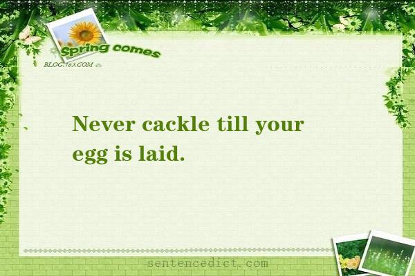 Good sentence's beautiful picture_Never cackle till your egg is laid.