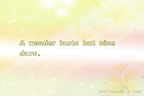 Good sentence's beautiful picture_A wonder lasts but nine days.