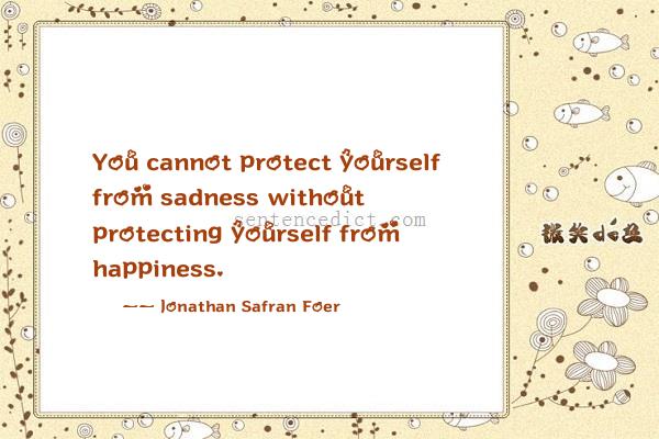 Good sentence's beautiful picture_You cannot protect yourself from sadness without protecting yourself from happiness.