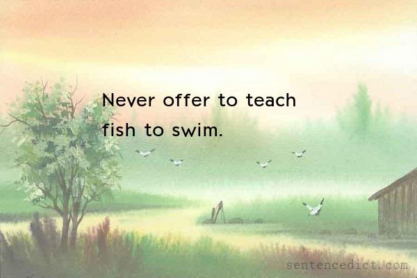 Good sentence's beautiful picture_Never offer to teach fish to swim.