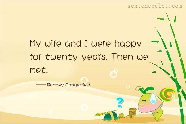 Good sentence's beautiful picture_My wife and I were happy for twenty years. Then we met.