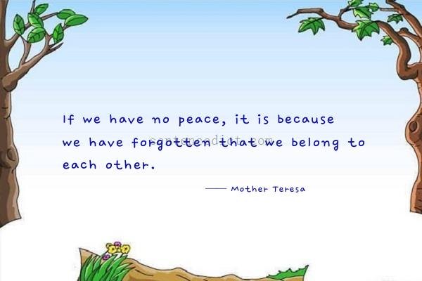 Good sentence's beautiful picture_If we have no peace, it is because we have forgotten that we belong to each other.