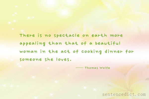 Good sentence's beautiful picture_There is no spectacle on earth more appealing than that of a beautiful woman in the act of cooking dinner for someone she loves.