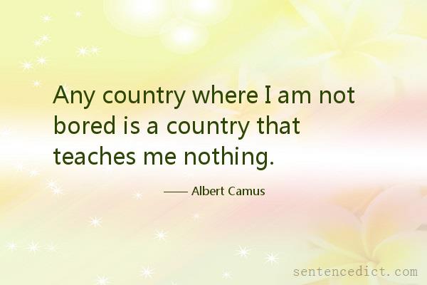 Good sentence's beautiful picture_Any country where I am not bored is a country that teaches me nothing.