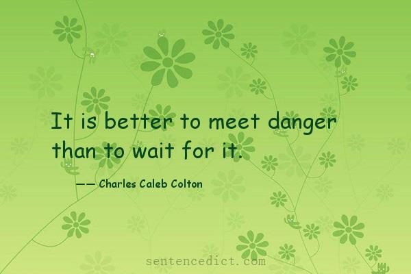 Good sentence's beautiful picture_It is better to meet danger than to wait for it.