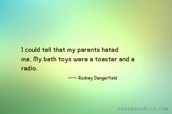 Good sentence's beautiful picture_I could tell that my parents hated me. My bath toys were a toaster and a radio.