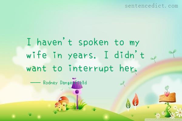 Good sentence's beautiful picture_I haven't spoken to my wife in years. I didn't want to interrupt her.