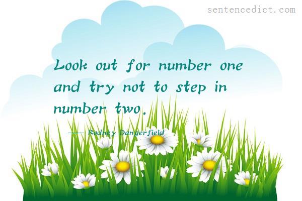 Good sentence's beautiful picture_Look out for number one and try not to step in number two.