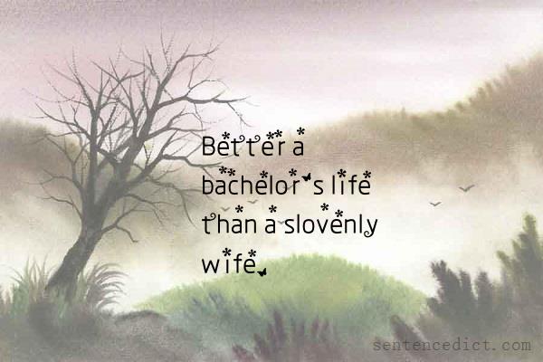 Good sentence's beautiful picture_Better a bachelor's life than a slovenly wife.
