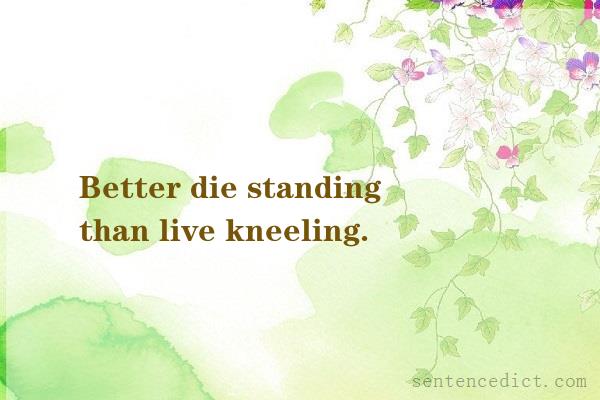 Good sentence's beautiful picture_Better die standing than live kneeling.