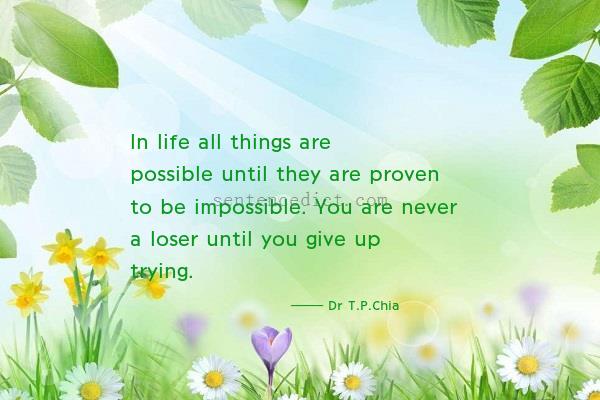 Good sentence's beautiful picture_In life all things are possible until they are proven to be impossible. You are never a loser until you give up trying.