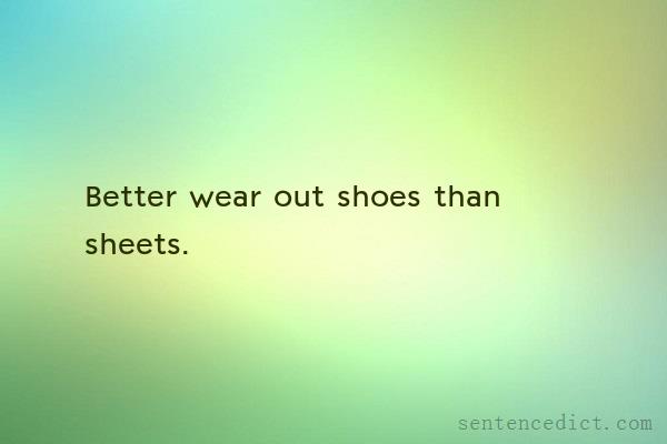 Good sentence's beautiful picture_Better wear out shoes than sheets.