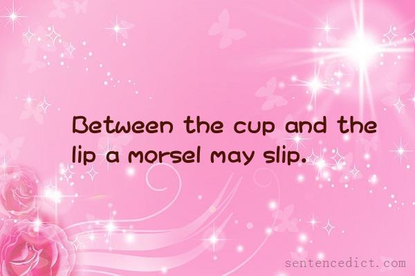 Good sentence's beautiful picture_Between the cup and the lip a morsel may slip.