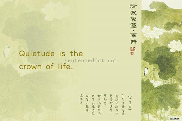 Good sentence's beautiful picture_Quietude is the crown of life.