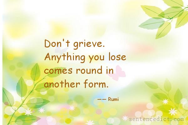 Good sentence's beautiful picture_Don't grieve. Anything you lose comes round in another form.