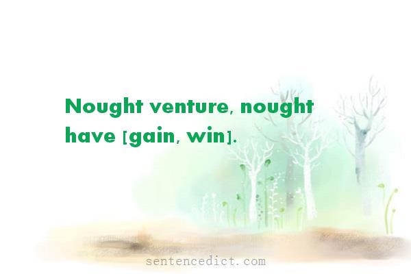 Good sentence's beautiful picture_Nought venture, nought have [gain, win].