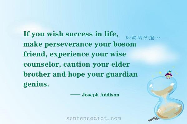 Good sentence's beautiful picture_If you wish success in life, make perseverance your bosom friend, experience your wise counselor, caution your elder brother and hope your guardian genius.