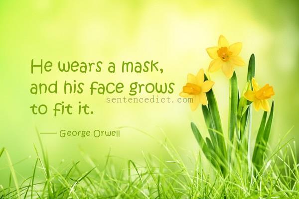 Good sentence's beautiful picture_He wears a mask, and his face grows to fit it.