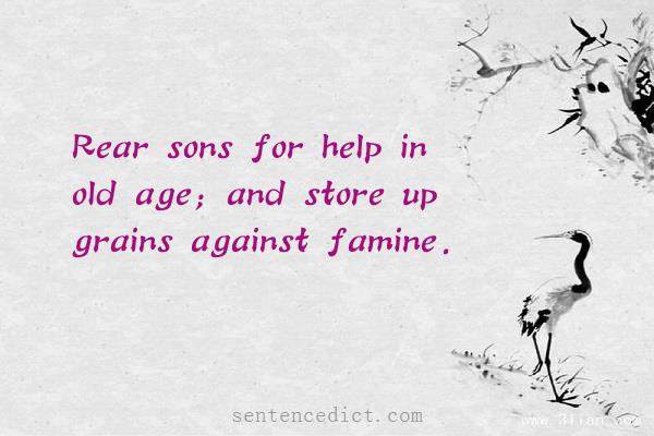 Good sentence's beautiful picture_Rear sons for help in old age; and store up grains against famine.